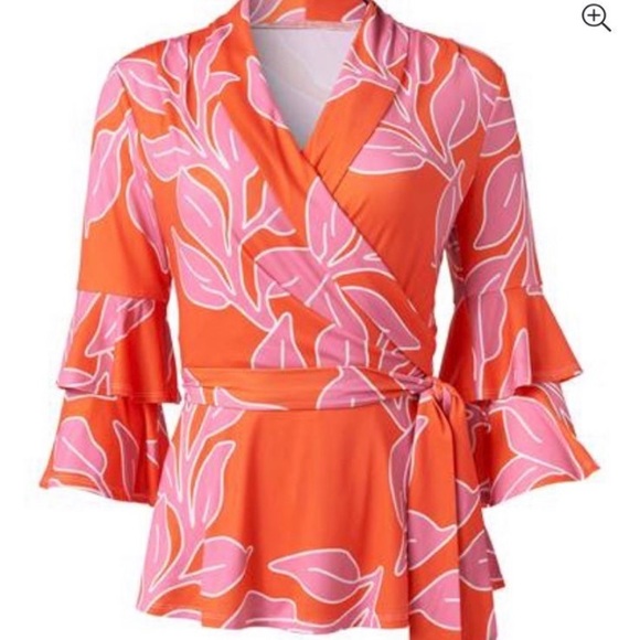 VENUS Tops - Venus flare sleeve wrap blouse size small